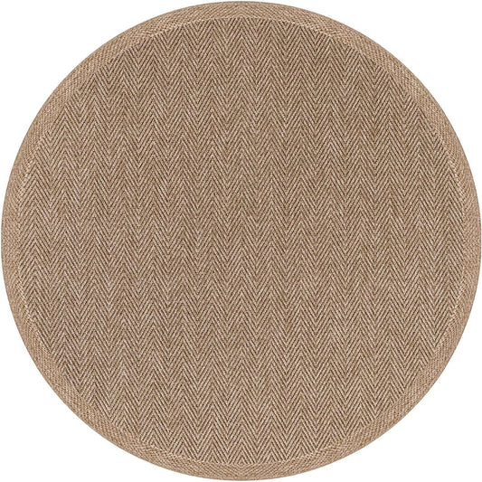 CAMILSON Easy Jute Round Rug 4ft Indoor Outdoor Natural Color Fiber Area Rugs for Living Room Patio and Kitchen Rug Herringbone Woven Design Easy-Cleaning Washable Outside Carpet Alfombras (4 Round)
