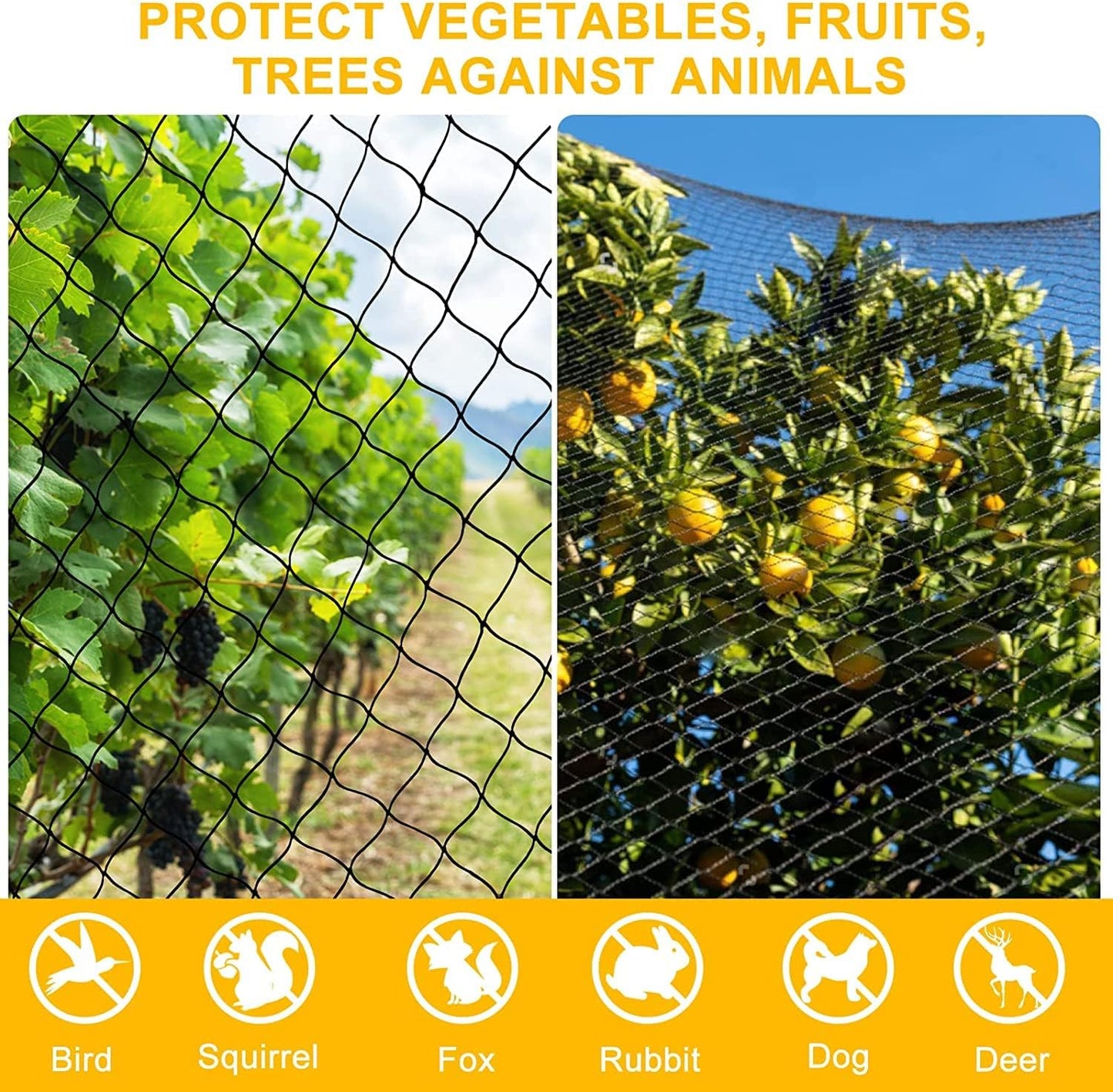 Bird Netting 25'x100' with 2.4" Square Mesh Chicken Coop Nettings, Poultry Netting Heavy Duty Nylon Nettings, Hawk Net for Chicken Run, Deer Fence Garden Fruit Tree Net