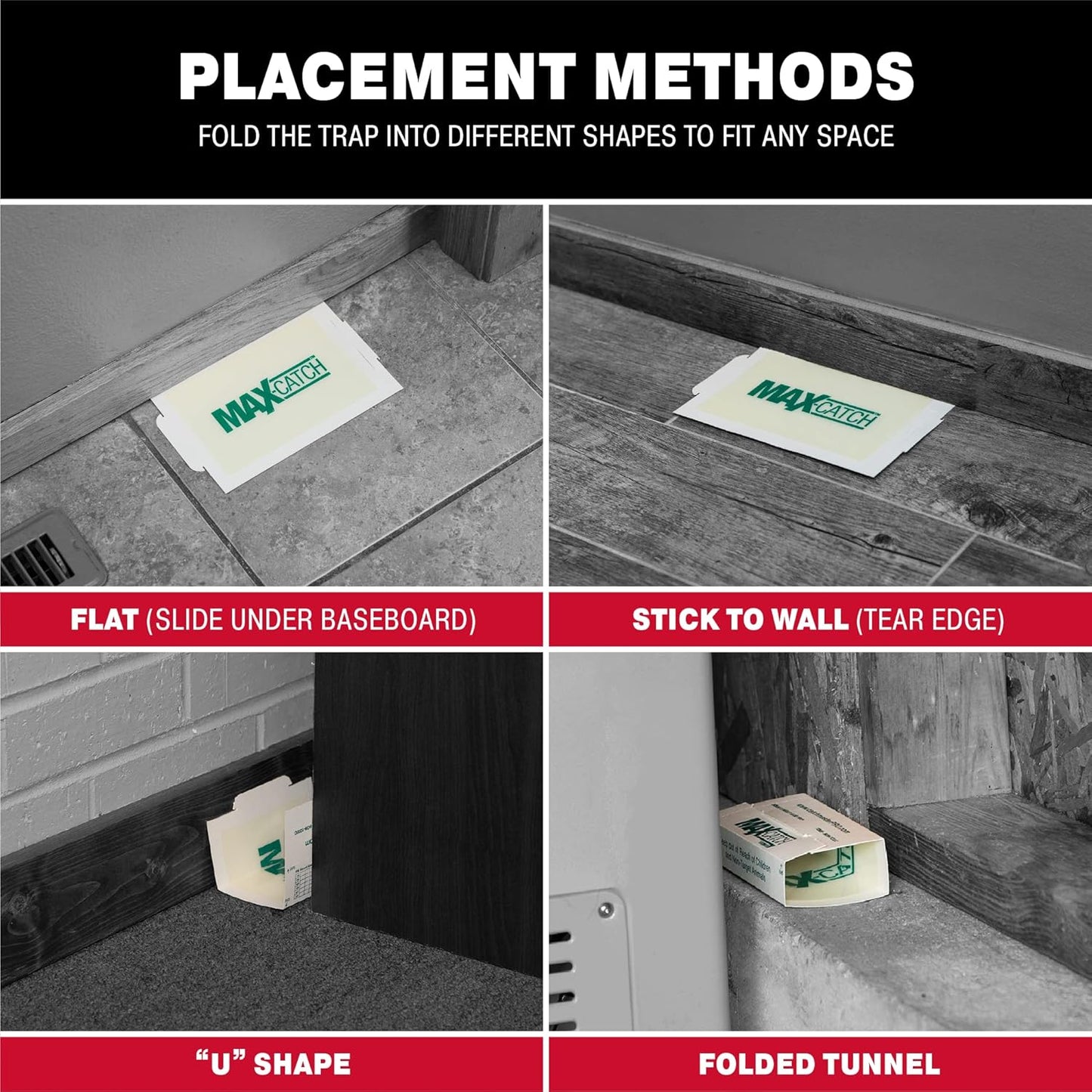Catchmaster Max-Catch Mouse & Insect Glue Trap 36PK, Mouse Traps Indoor for Home, Sticky Pest Control Adhesive Tray for Catching Bugs, Non Toxic Bulk Unscented Glue Boards