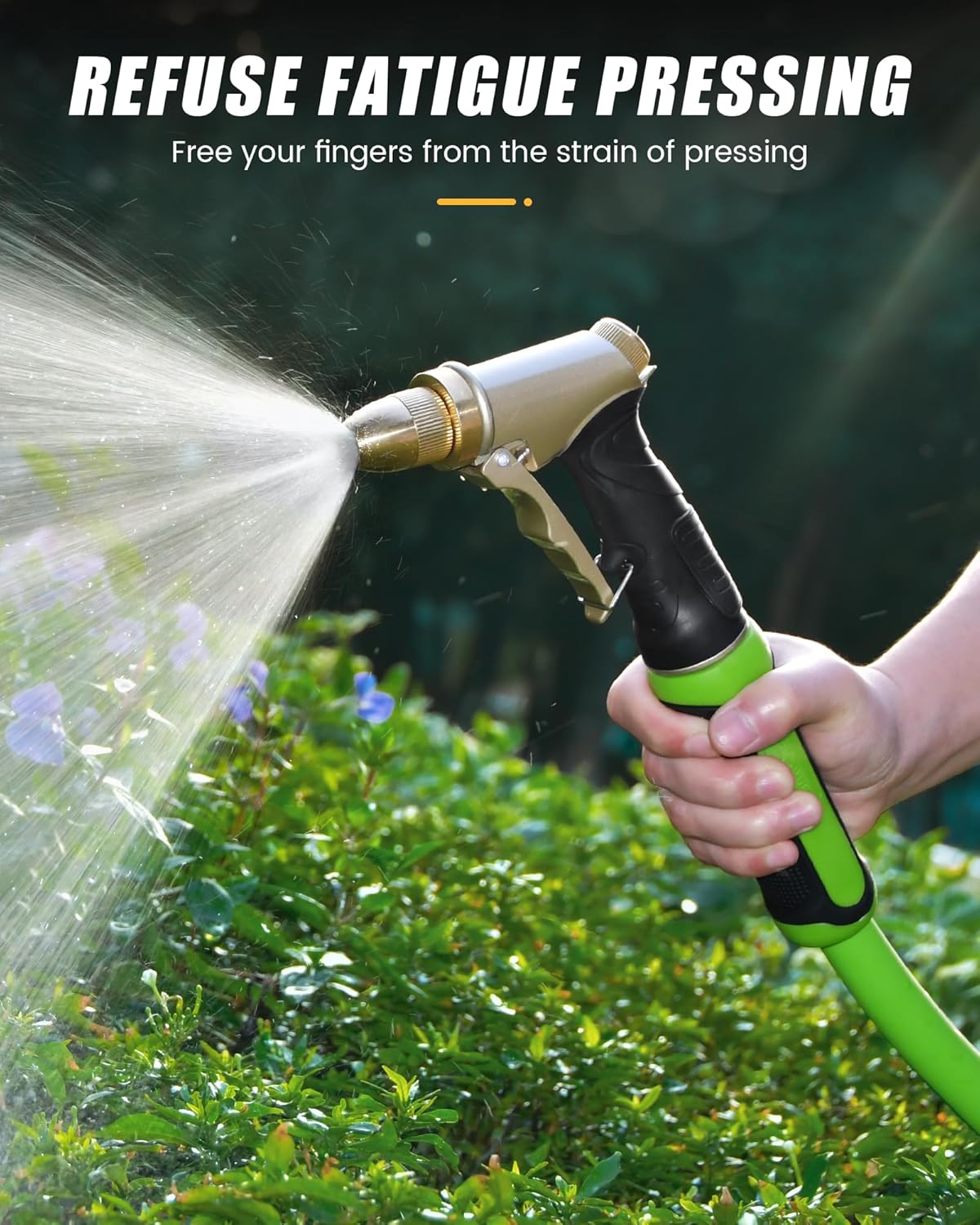 RAINPOINT Heavy Duty Metal Spray Nozzle for Garden Hose, High Pressure Garden Hose Nozzle with Adjustable Spray Patterns for Watering Plants, Car Washing, and Pet Showering (2 pcs)