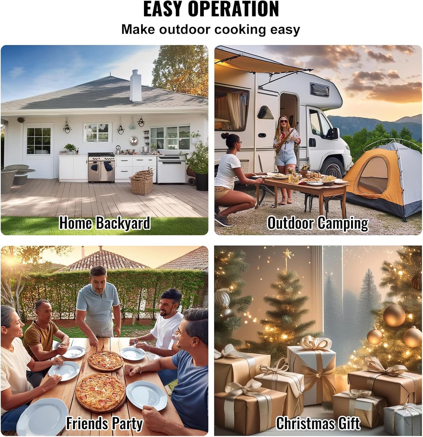 VEVOR OUTDOOR Pizza Oven, 12 Inch Wood Fired Pizza Ovens, Pellet Pizza Stove with Thermometer, Portable Pizza Maker for Outside Backyard Patio Camping, Pizza Stone, Carry Bag, Shovel, Black