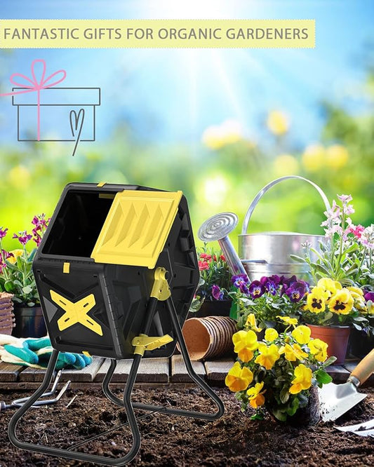 18.5 Gal Tumbling Compost Bin from BPA Free Material - Outdoor Single Rotating Chamber Composters,with Easy-Turn, Fast-Working System for Garden/Patio