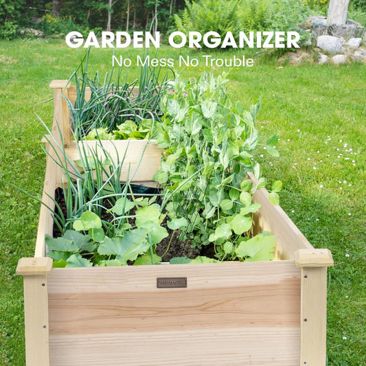 VIVOSUN 8Ã2Ft Wooden Raised Garden Bed, 97 x 25 x 11 Inches, Outdoor Wood Planter Box with Gloves and a Liner for Garden, Patio, Balcony, Backyard and Outdoors