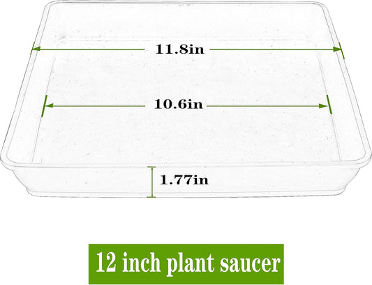Square Plant Saucer 12 Inch 2 Pack, Durable Plastic Plant Trays Plant Pot Saucers, Square Planters for Indoors and Outdoors Plants, Garden Large Plant Saucers for Pots Black.