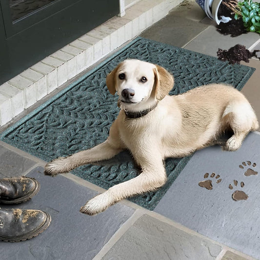 WaterHog Indoor/Outdoor Use Door Mat, 2' x 3', Made in USA, Welcome Mat for Front Door, Durable, Water-Trapping Floor Rug, Decorative, Skid-Resistant Entryway, Boxwood Collection, Bluestone