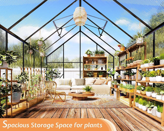 Jocisland 8x10x7 FT Polycarbonate Greenhouses for Outdoors, 2 Top-Opening Windows, 2 Swing Doors, Aluminum Walk-in Heavy Duty for Outdoor Use, Backyard Garden, Black