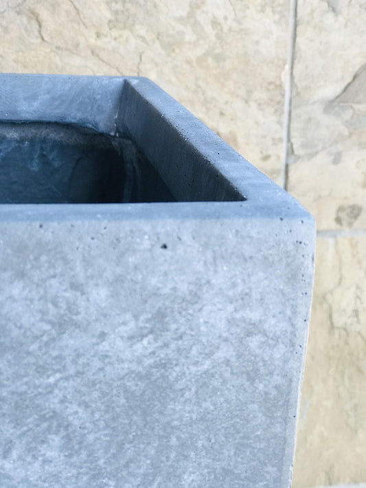 Kante 12.6" H Tall Rectangular Concrete Planters, Outdoor Indoor Lightweight Plant Pots with Drainage Hole and Rubber Plug, Modern Style for Home Garden Patio, Slate Gray