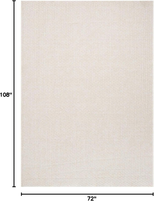 Easy Jute Rug 6x9 Indoor Outdoor Natural Rugs Solid Fiber Rug Woven Area Rug Boho Easy Clean Inside Carpet for Living Room Bedroom Dining Room Hallway or Outdoor Patio Porch (6 X 9 Bone)