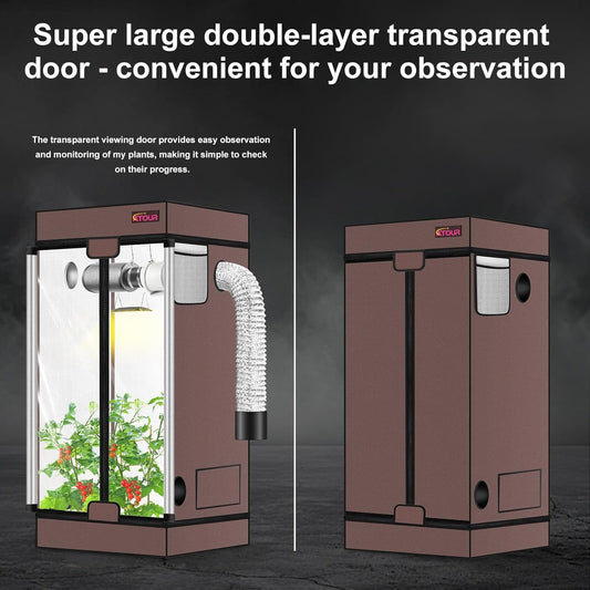 ATOUR 4x2 Grow Tent, 48"x24"x60''High Reflective Mylar 1680D Hydroponic Grow Tents, Waterproof Grow Tent with Double Cleart Observation Door and Floor Tray, for Indoor Plant Growing