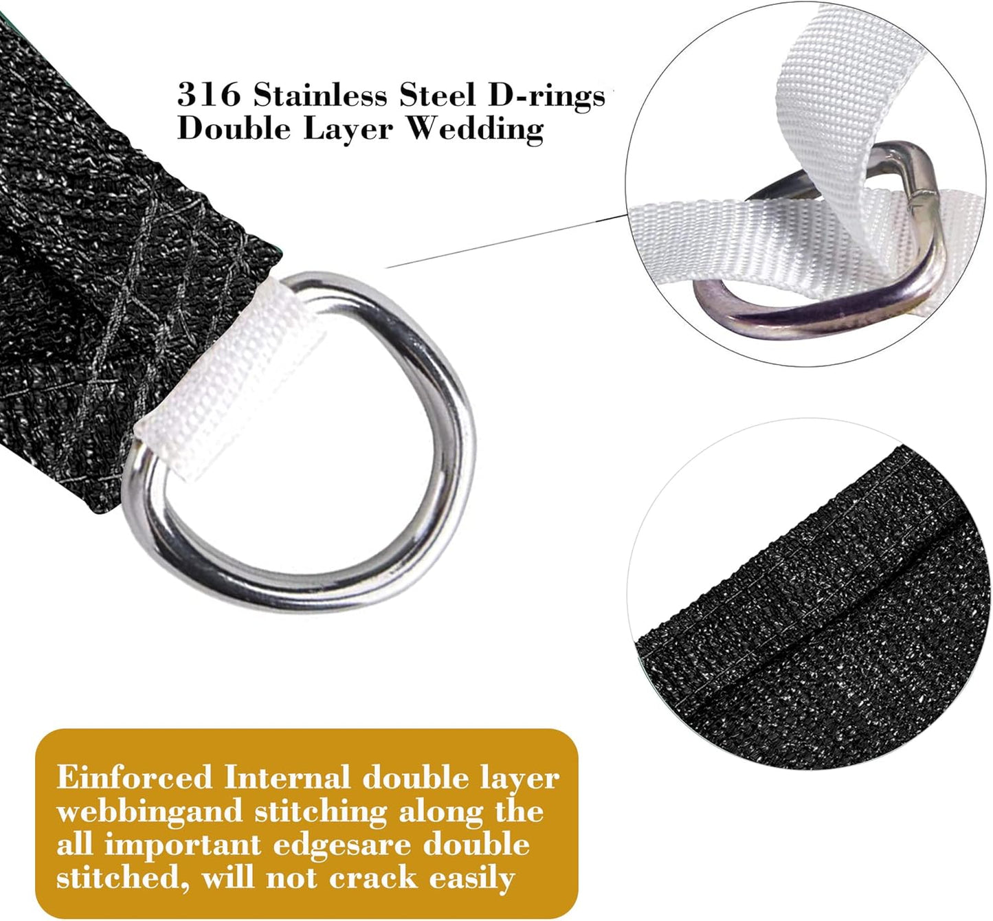 8' x 14' Black Rectangle Sun Shade Sail SSP1212 Canopy Durable Fabric UV Block Awning We Make Custom Orders