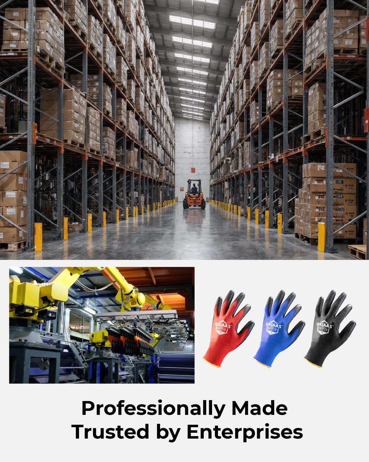 OKIAAS Men's Ultra-Thin and Lightweight Working Gloves with Grip, 12 Pairs Bulk Pack, Construction Gloves with Polyurethane Coating, Safety Gloves for Light Duty Work, Red, Medium
