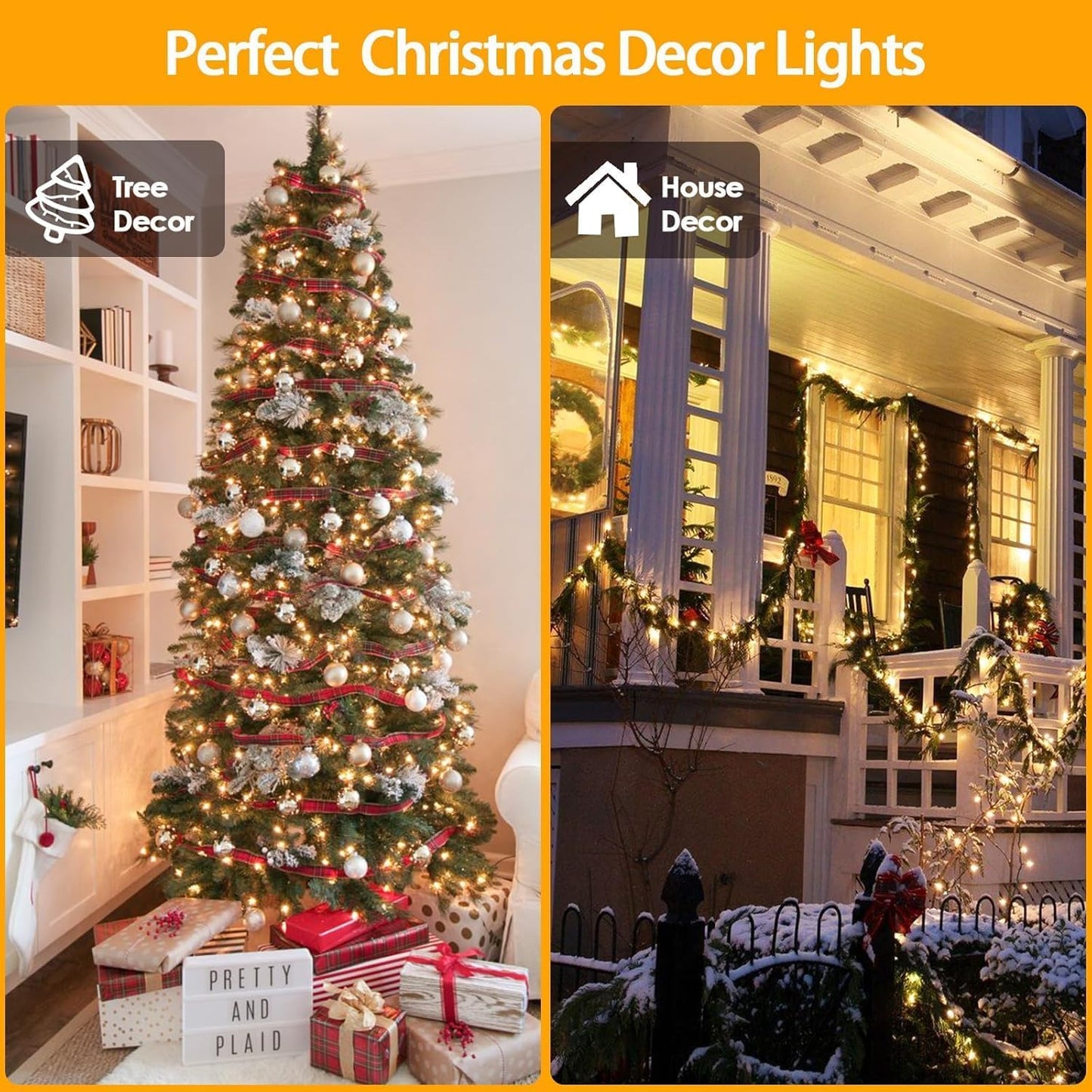 4 Pack 180FT Solar String Lights for Outside, Super Bright 320 LED Solar Light Outdoor Waterproof with 8 Modes, Green Wire Solar Twinkle Fairy Lights for Xmas Tree Party Yard Decorations (Warm White)