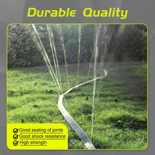 Hopegiver Sprinkler Soaker Hose 50ft 4-Pack Yard, Sprinkler Hose 200 ft for Lawn Water Saving with Stakes, Drip Irrigation Hoses Garden Watering System(Grey,50ft 4-Pack)