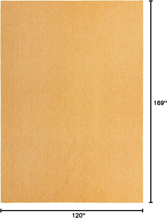 Unique Loom Collection Casual Transitional Solid Heathered Indoor/Outdoor Flatweave Area Rug (10' x 14' 1" Rectangle, Corn Harvest Yellow)