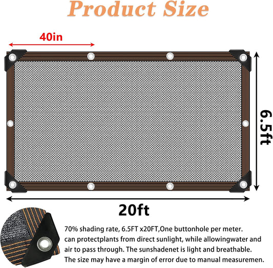 Shade Cloth - for Plants Greenhouse, 70% Sunblock Shade Sails -for Outdoor Garden Pergola Patio Lawn Sun Shade Cloths for Kennel Chicken Coop Easier to Hang Plant Shade Net Cover