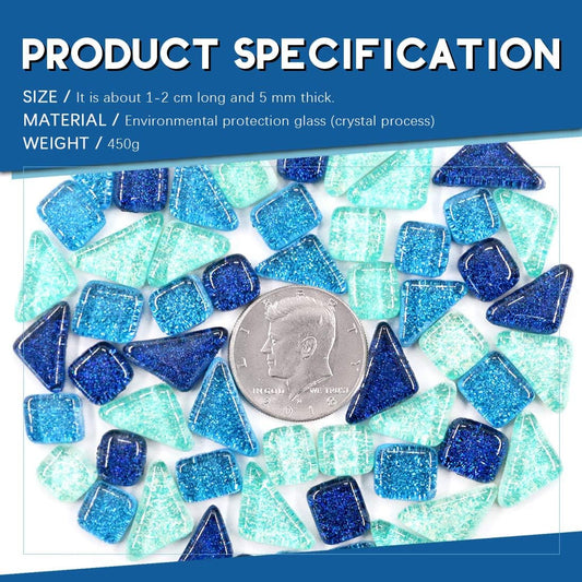 Swpeet 1Ib Glass Mosaic Tiles Pieces Stained Glass for Crafts, Mixed Colors and Patterns (Mosaic Tiles E)