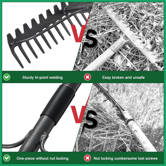 49'' Bow Rake ,17 Tines Metal Head Rakes with Stainless Steel Handle,Heavy Duty Garden Rake for Loosening Soil Gathering Leaf Leveling Lawn Farming Land Management Yarn Thatch Rake