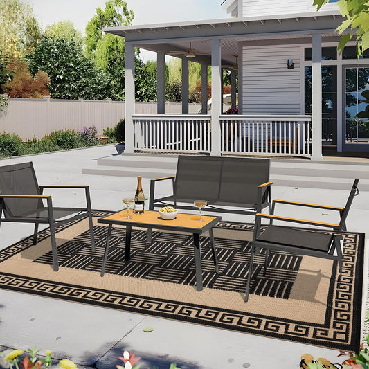 Outdoor Rug 5x8 ft Waterproof, Reversible Outdoor Plastic Straw Rug for Patios Clearance, Outdoor Area Rug Carpet RV Mat for Camping Backyard Deck Porch