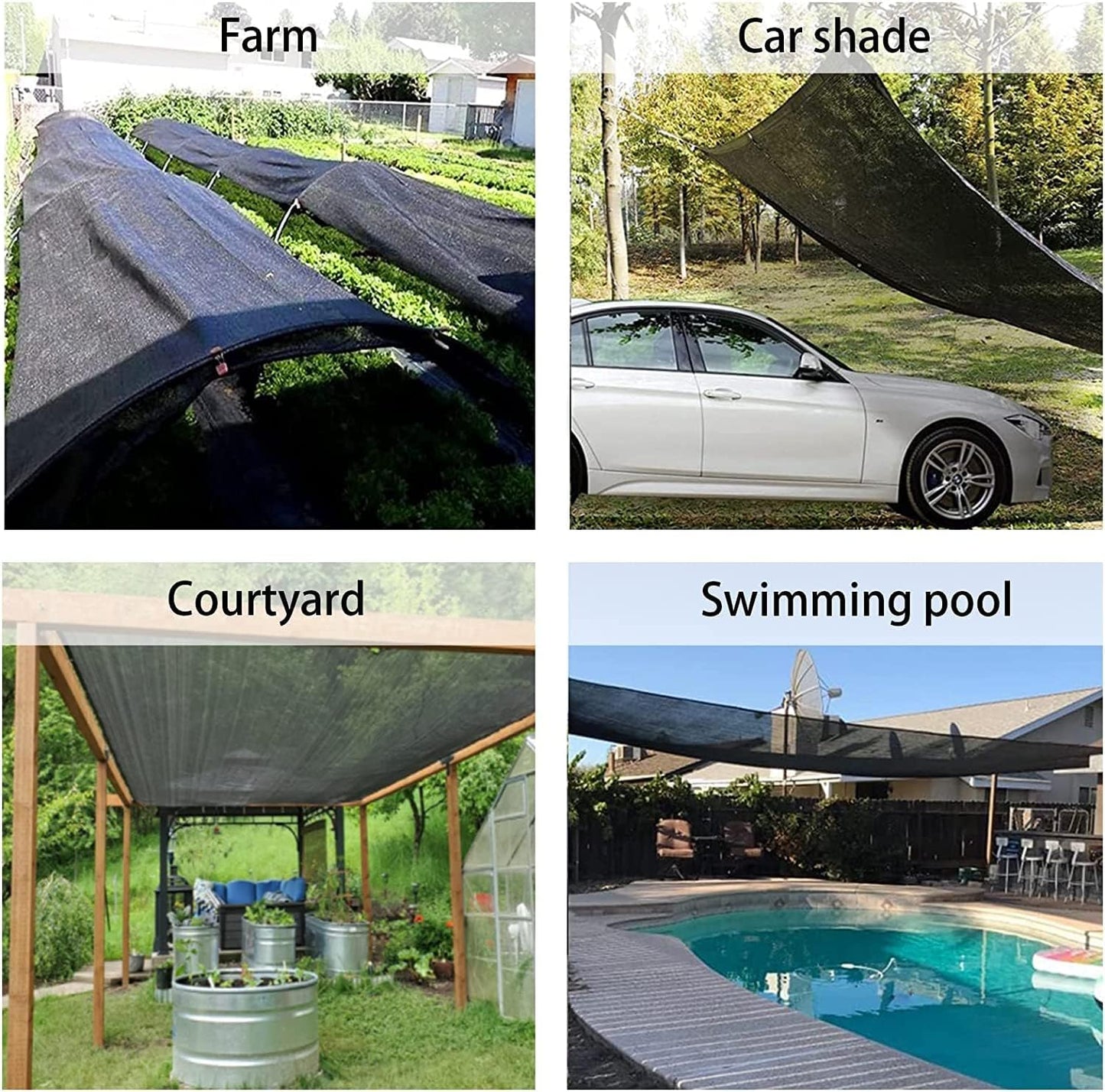 LOVE STORY 10x20FT 70% Black Shade Cloth Sun Shade Net with Grommets Sunblock Net Mesh Tarp for Garden,Plants Cover,Greenhouse and Patio