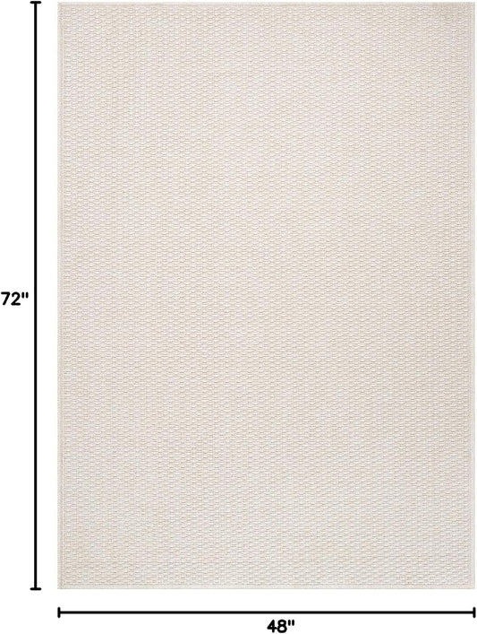 Easy Jute Rug 4x6 Indoor Outdoor Natural Rugs Solid Fiber Rug Woven Area Rug Boho Easy Clean Inside Carpet for Living Room Bedroom Dining Room Hallway or Outdoor Patio Porch (4 X 6 Bone)