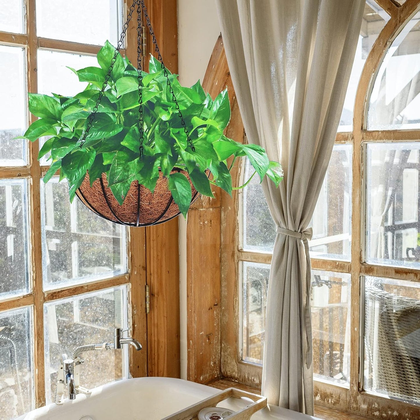 Hanging Planters Basket Outdoor Indoor(14 inch 4 Pack)-Coconut Coir Hanging Baskets for Plants Outdoor,Metal Wire Baskets with Coco Liner Window Box Planters, hanging Flower Pots For Railingsā¦