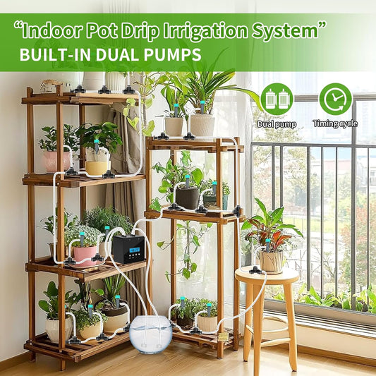 Plant Watering Devices - Dual Pump Automatic System for 20 Pots, 30-Day Smart Timer with USB-C Charging β Ideal for Indoor Gardens & Balconies