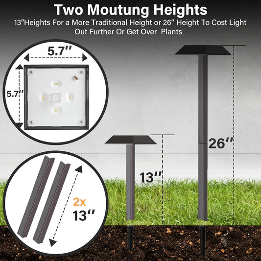 Bobcat Solar Landscape Pathway Lights Super Bright with 2-in-1 Warm White and Daylight Modes, Solar Lights for Outdoor Path, Sidewalk, Driveway, or Walk Way, Dark Brown(4 Pack)
