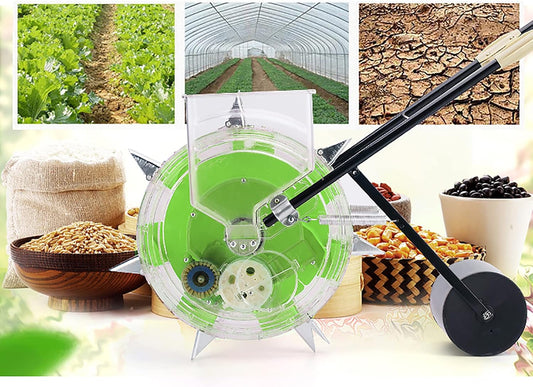 Garden Seeder Row Planter, Hand Push Seeder Machine w/12 Holes Row Seeding Sowing & Fertilizer Applicator, Walk-Behind Row Crop Planter for Sowing Seeds, Corn, Soybeans, Peanuts, Mung Beans, Sunflower