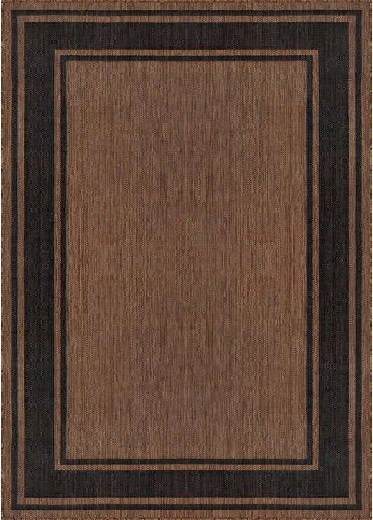 Beverly Rug Large Outdoor Rug 10x14 Modern Bordered Area Rugs for Indoor and Outdoor Patio Deck Porch Garden Waterproof Weather Sun Resistant Washable Outside Carpet (10 x 14 Gold)