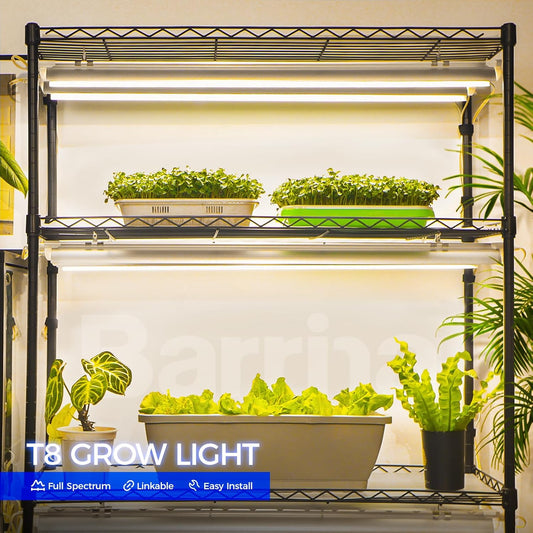 Barrina 3FT T8 Grow Light, 180W(6 x 30W), 1000W Equivalent, Full Spectrum, Plant Light, Growing Lamp Fixture, LED Grow Light Strips, for Indoor Plant, Greenhouse, Linkable Design, Yellow, 6-Pack