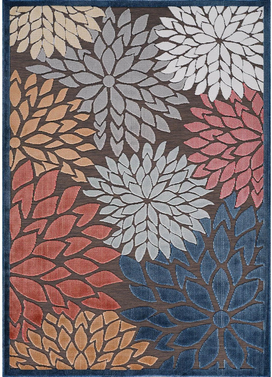 Beverly Rug Outdoor Rug 10x14 Large Modern Floral Tropical Area Rugs for Indoor and Outdoor Patio Easy to Clean Non Shedding Living Room Porch Garden Washable Outside Carpet (10 x 14 Brown)