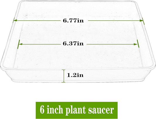5 Pack Square Plant Saucer, Plastic Plant Water Dray Tray 6 Inch, Planters for for Pots Base Indoors and Outdoors Plants,Heavy Plant Trays for Pots (6 inch, White)