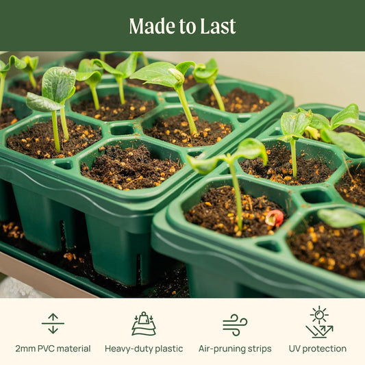 Vego garden Giga Seedling Trays - 8 Pack, 9-Cell UV-Resistant Reusable Starter Trays for Greenhouse/Garden (No Lids)