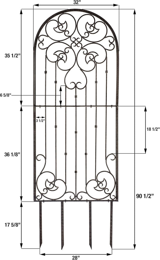 H Potter Garden Trellis for Climbing Plants Metal Wrought Iron Outdoor Wall Panel for Vines Flowers