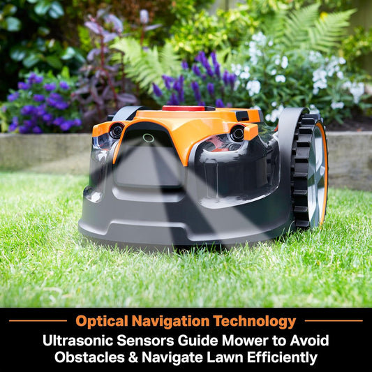 LawnMaster OcuMow™ Robot Lawn Mower with Cordless 24V MAX 10” Grass Trimmer Combo Kit Perimeter Wire Free for Small Yards 2000-4000 Square Feet Optical Navigation Automatic Obstacle Avoidance Spot Cut
