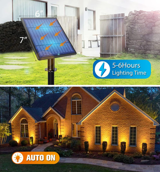 APONUO Metal Outdoor Solar Landscape Lights, Waterproof Spotlight 6-in-1 for Yard Landscape Lighting, Auto On/Off for Pathway, Driveway, Patio (Warm White)