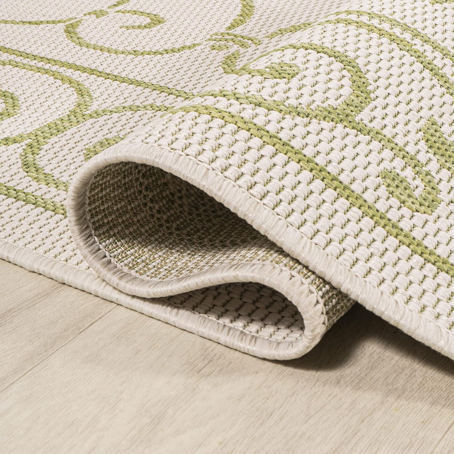 JONATHAN Y SMB106I-3 Charleston Vintage Filigree Textured Weave Indoor Outdoor Area Rug, Coastal,Traditional,Transitional Easy Clean,Bedroom,Kitchen,Backyard,Patio, Non-Shed, Cream/Green, 3 X 5