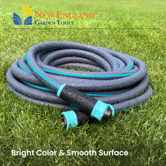 Hybrid Garden Water Hose 50 ft x 5/8β, Durable Heavy Duty Material, Kink-Free with Swivel Grips and Anodized Couplings, 700005 by New England Garden Tools