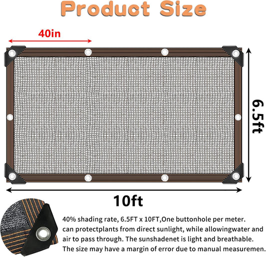 40% Black Shade Cloth,6x10 FT Durable Mesh Tarp with Grommets, Resistant Garden Sun Shade Netting, Shading Antifreezing for Pergola, Greenhouse, Plants Growing, Chicken Coop