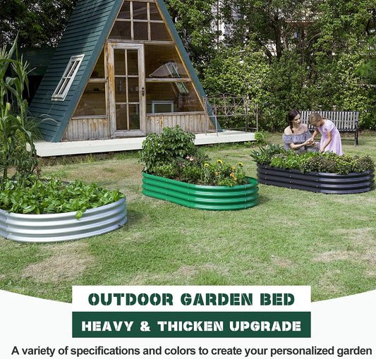 Land Guard 6×3×1 ft Galvanized Raised Garden Bed Kit, Raised Garden Boxes Outdoor, Oval Metal Raised Garden Beds for Vegetables, Flowers, Herbs(Grey)……
