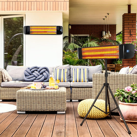 Paraheeter Electric Outdoor Heater, Infrared Patio Heater for Outdoor/Indoor Use, Wall Mounted/Ceiling/Tripod Infrared Heater Outdoor, 1500W Electric Patio Heater, CSA certificate.