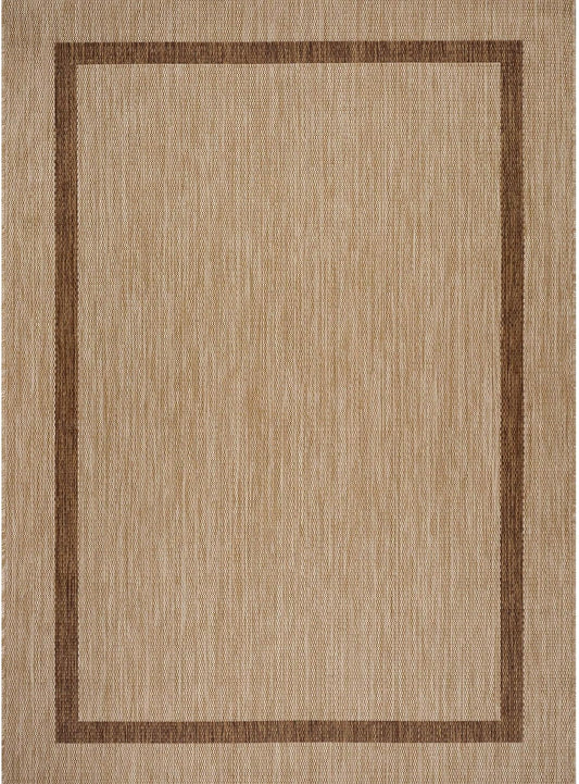 Bordered Outdoor Rug 10x14 Washable Outside Carpet for Indoor Patio Porch Waterproof Easy Cleaning Non Shedding Area Rugs Jute Beige - Nut Brown 10 x 14