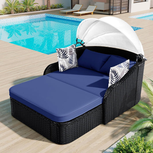 Outdoor Daybed with Retractable Canopy