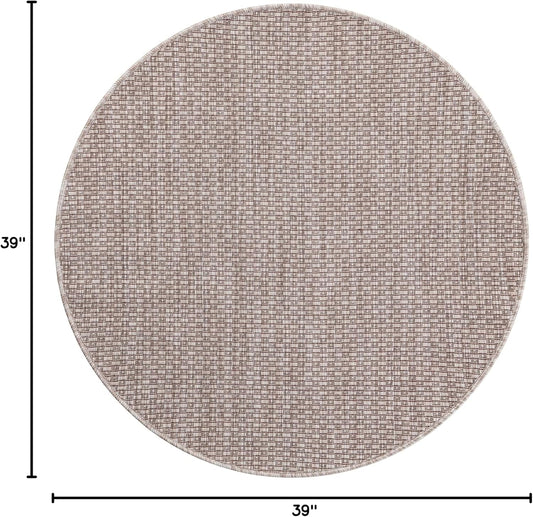 Unique Loom Outdoor Solid Collection Area Rug (3' 3" Round Beige/Ivory)