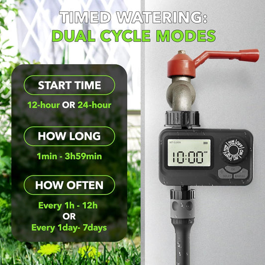 BN LINK Programmable Sprinkler Timer with Rain Delay β Waterproof Digital Water Timer for Garden Hoses, Manual & Automatic Irrigation System, 1 Outlet