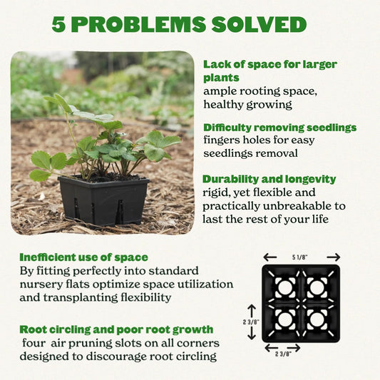 Epic Gardening Reusable Seed Starter Tray - 4 Cell 3"/8 Seedling Starter Trays - Easy Watering, Indoor Greenhouse, Plant Starter, Gardener-Friendly for Seedlings | UV-Treated & BPA-Free - Black