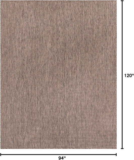 Unique Loom Outdoor Solid Collection Area Rug (7' 10" x 10' Rectangle Light Brown/Ivory)