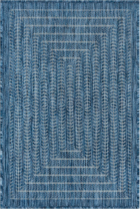 Adiva Rugs Outdoor Indoor Area Rug, Weather Resistant, Easy to Clean, Stain Resistant Floor Mat for Dining Room, Backyard, Deck, Patio (Azure Denim Blue, 6' X 9')