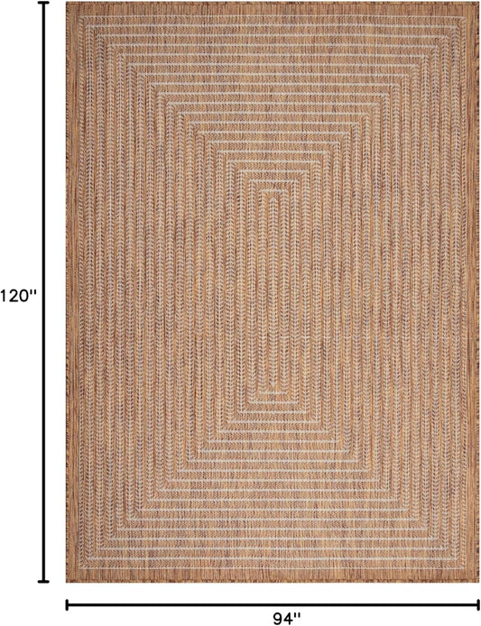 Adiva Rugs Outdoor Indoor Area Rug, Weather Resistant, Easy to Clean, Stain Resistant Floor Mat for Dining Room, Backyard, Deck, Patio (Wooden, 8' x 10')