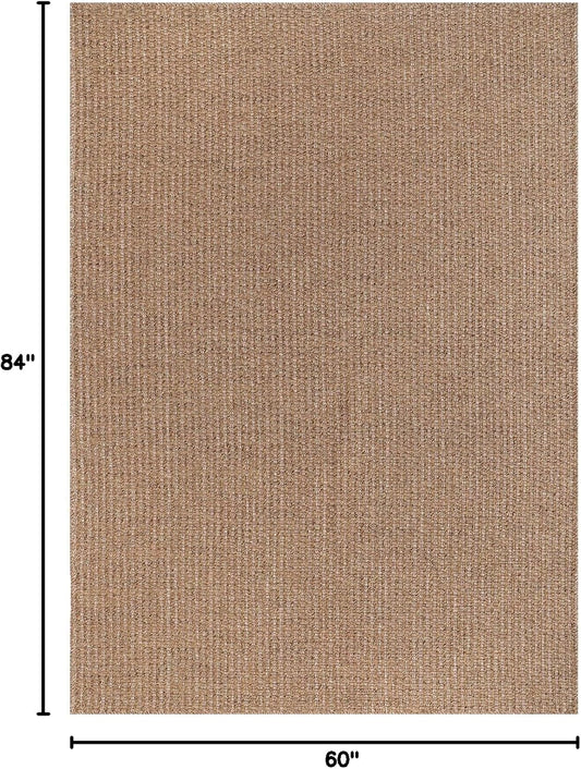 Easy Jute Rug 5x7 Indoor Outdoor Natural Rugs Solid Fiber Rug Woven Area Rug Boho Easy Clean Inside Carpet for Living Room Bedroom Dining Room Hallway or Outdoor Patio Porch (5 X 7 Natural)